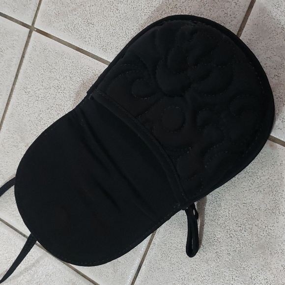 Vera Bradley VB Black Small Crossbody Purse Bag Wallet Zipper Flap - Picture 5 of 13